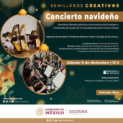 Actividad Cultural Comunitaria: Concierto del Semillero Banda sinfónica comunitaria de Ecatepec y Ensamble de arpas de la OECCh
